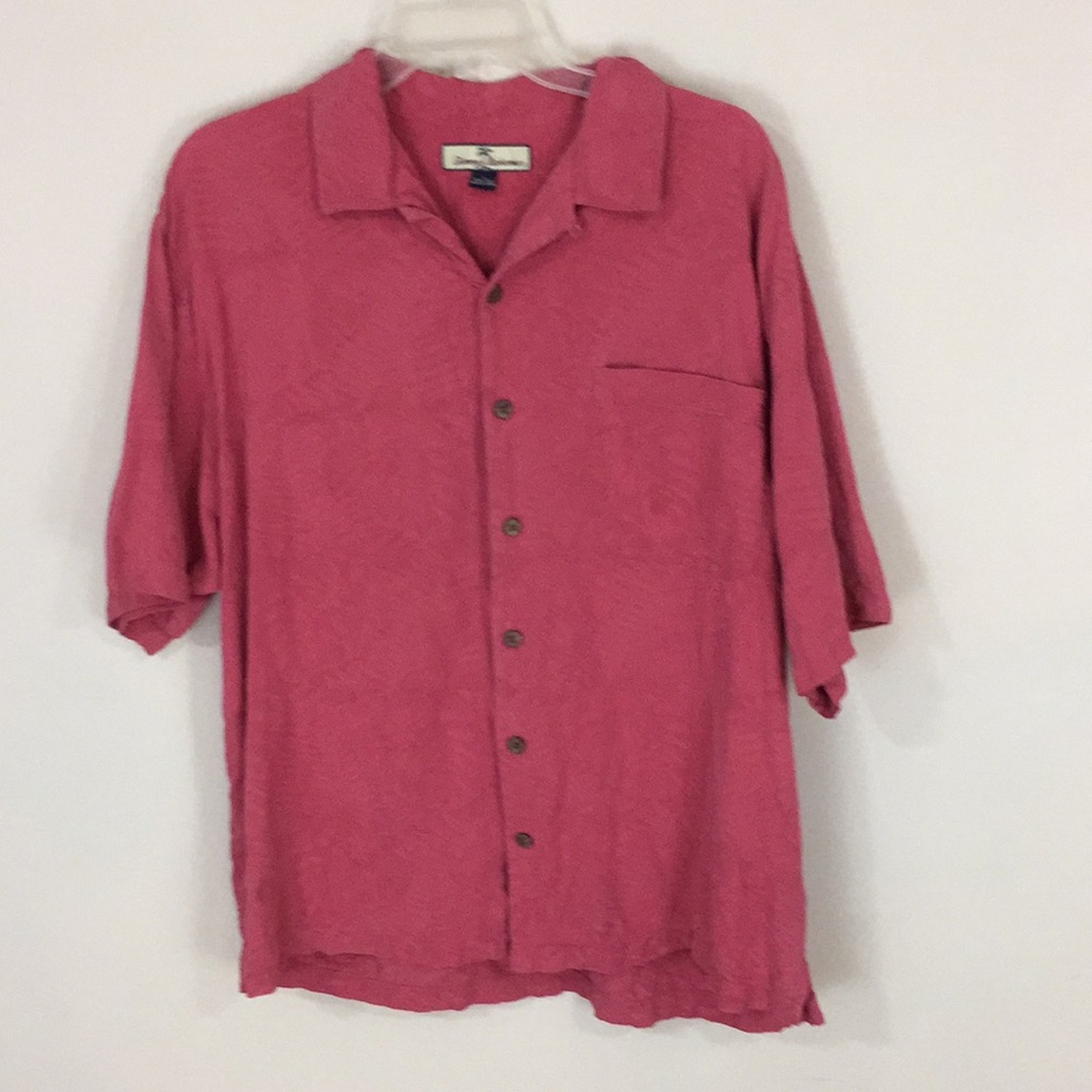 Tommy Bahama Rose 100% Silk Textured Hawaiian Tropical Shirt Size Large